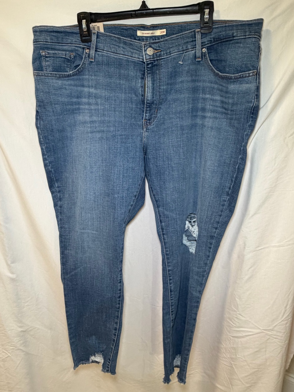 Levi's Blue Ankle Crop Distressed Jeans